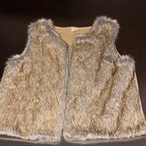 Faux Fur Wonder Nation Vest in Brown and Gray